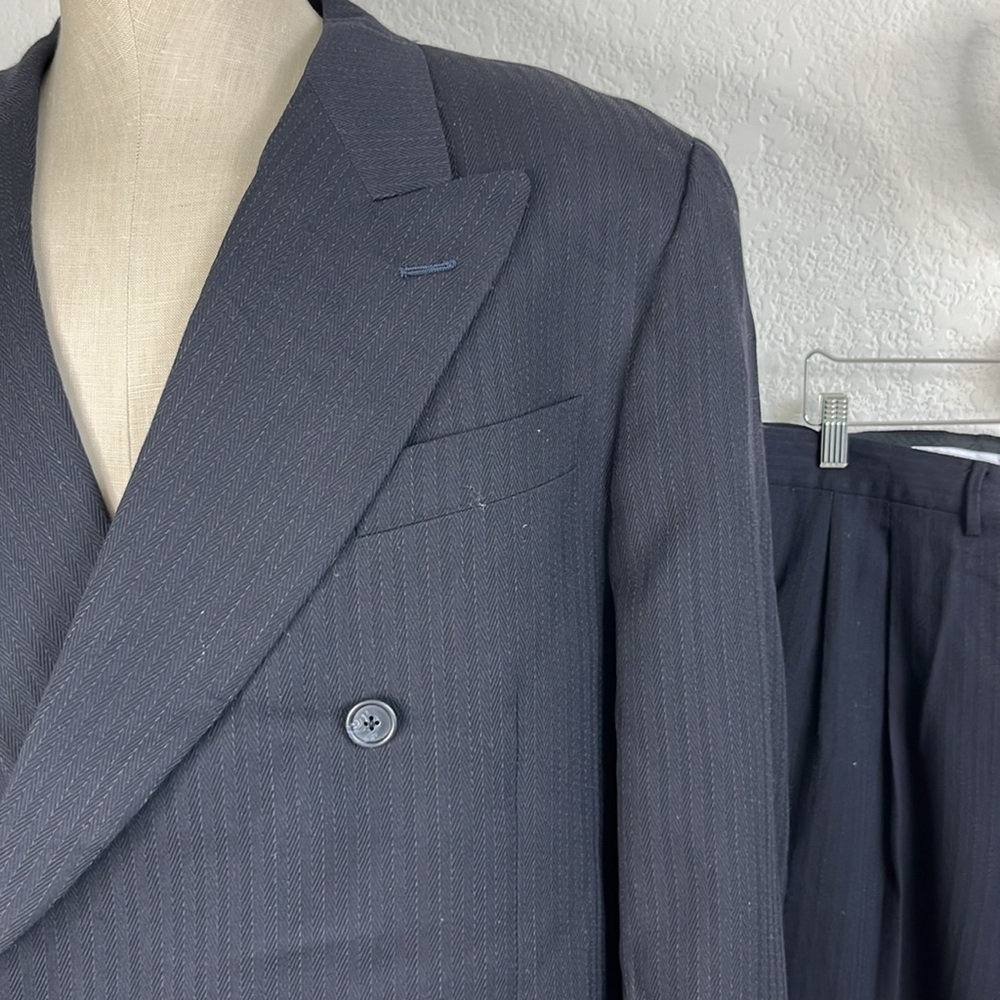 Gianfranco Ferre Textured Striped Double Breasted Suit - Picture 3 of 13